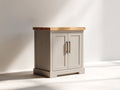 Buffet - bois-métal - 88x42x90 cm - beige-bois - style minimaliste chaleureux