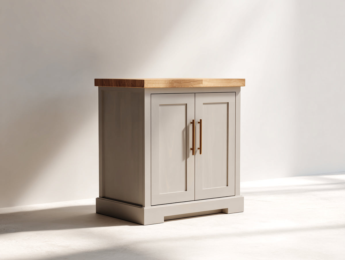 Buffet - bois-métal - 88x42x90 cm - beige-bois - style minimaliste chaleureux