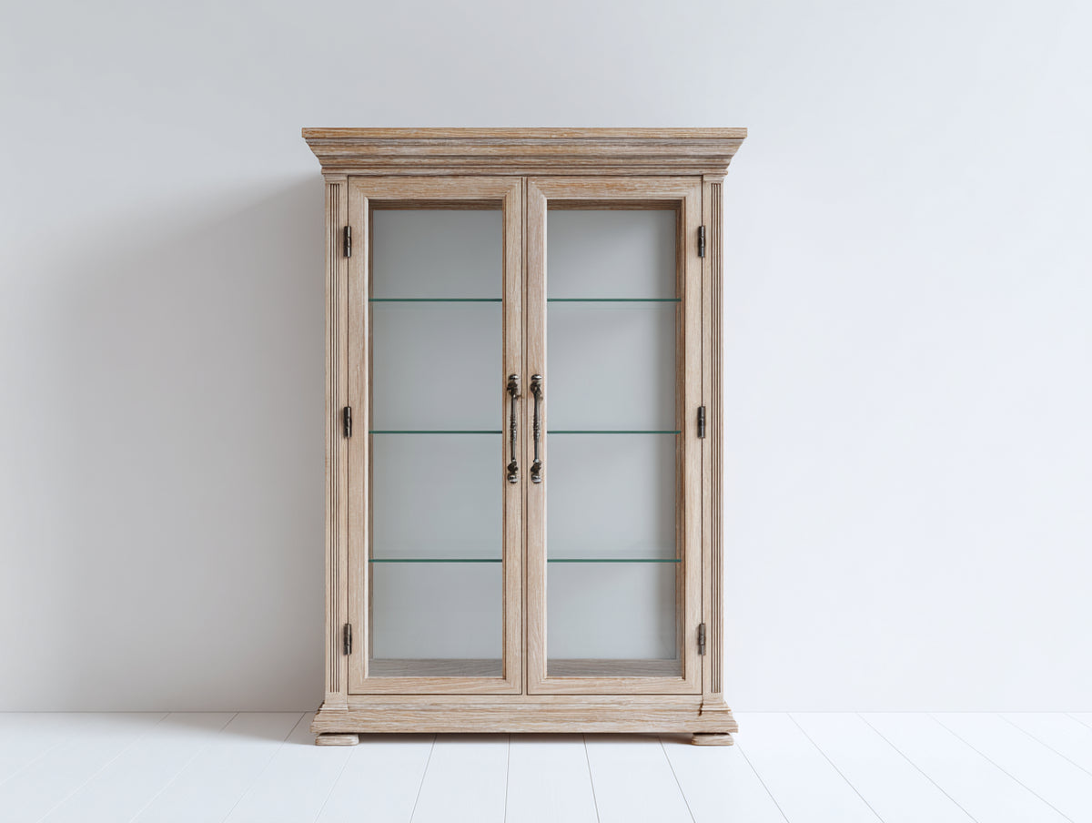 Vitrine - bois - verre - 102x40x180 cm - bois clair - style classique