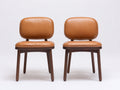 Chaise de salle à manger - similicuir-bois - 51x54x82 cm - cognac-brun foncé - design rétro moderne