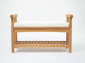 Banc de jardin - Bois-Textile - 105 x 42 x 74 cm - Bois naturel-Blanc cassé - Style classique épuré