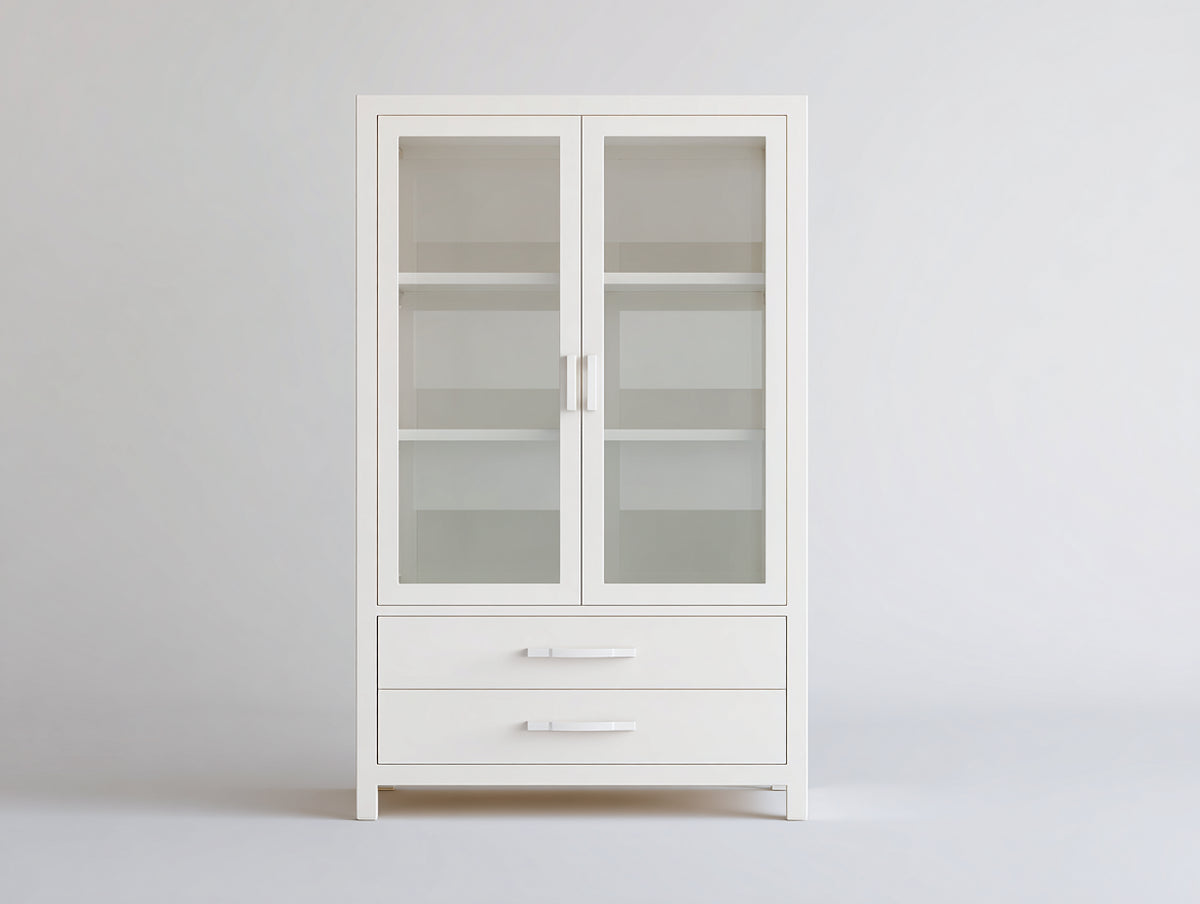 Vitrine - bois - verre - 92x38x178 cm - blanc - style moderne
