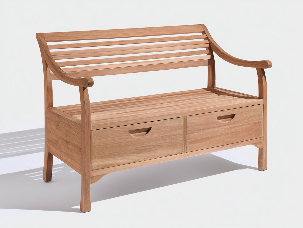 Banc de jardin - Bois - 120 x 55 x 88 cm - Bois naturel - Style classique avec rangement