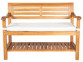 Banc de jardin - Bois-Textile - 120 x 55 x 95 cm - Bois naturel-Blanc - Style classique fonctionnel