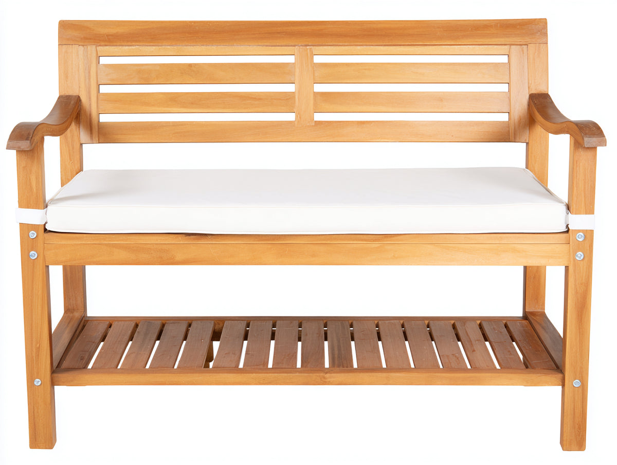 Banc de jardin - Bois-Textile - 120 x 55 x 95 cm - Bois naturel-Blanc - Style classique fonctionnel