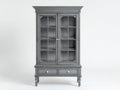 Vitrine - bois - verre - 104x43x192 cm - gris ardoise - style classique
