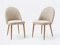 Chaise de salle à manger - tissu-bois - 50x56x84 cm - beige-bois clair - design scandinave