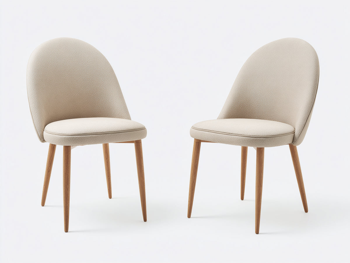 Chaise de salle à manger - tissu-bois - 50x56x84 cm - beige-bois clair - design scandinave