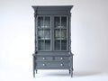 Vitrine - bois - verre - 100x44x194 cm - gris anthracite - style classique sculpté