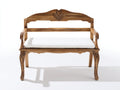 Banc de jardin - Bois-Textile - 120 x 55 x 95 cm - Brun-Blanc - Style vintage sculpté