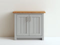 Buffet - bois-métal - 96x42x87 cm - gris clair-bois - style cottage