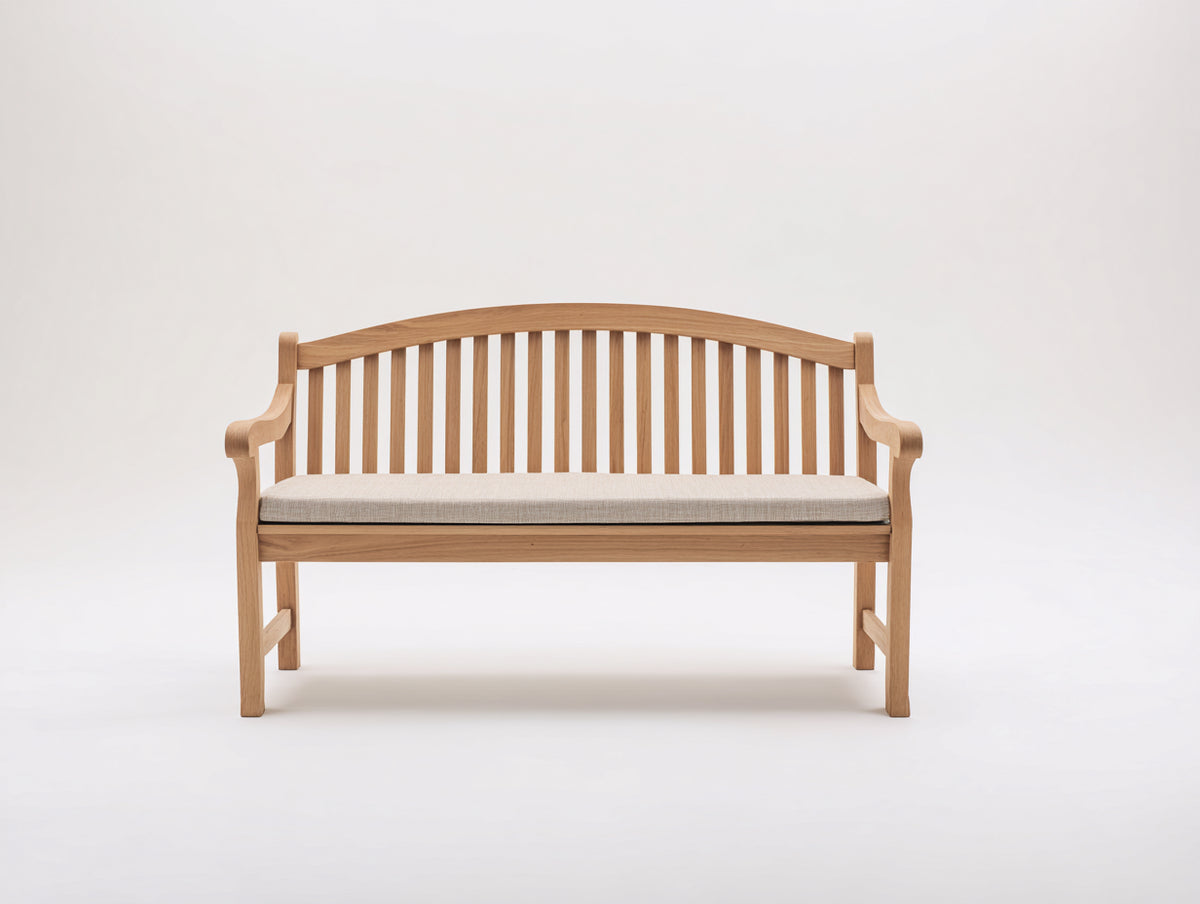 Banc de jardin - Bois-Textile - 135 x 58 x 90 cm - Bois naturel-Beige - Style classique à dossier cintré