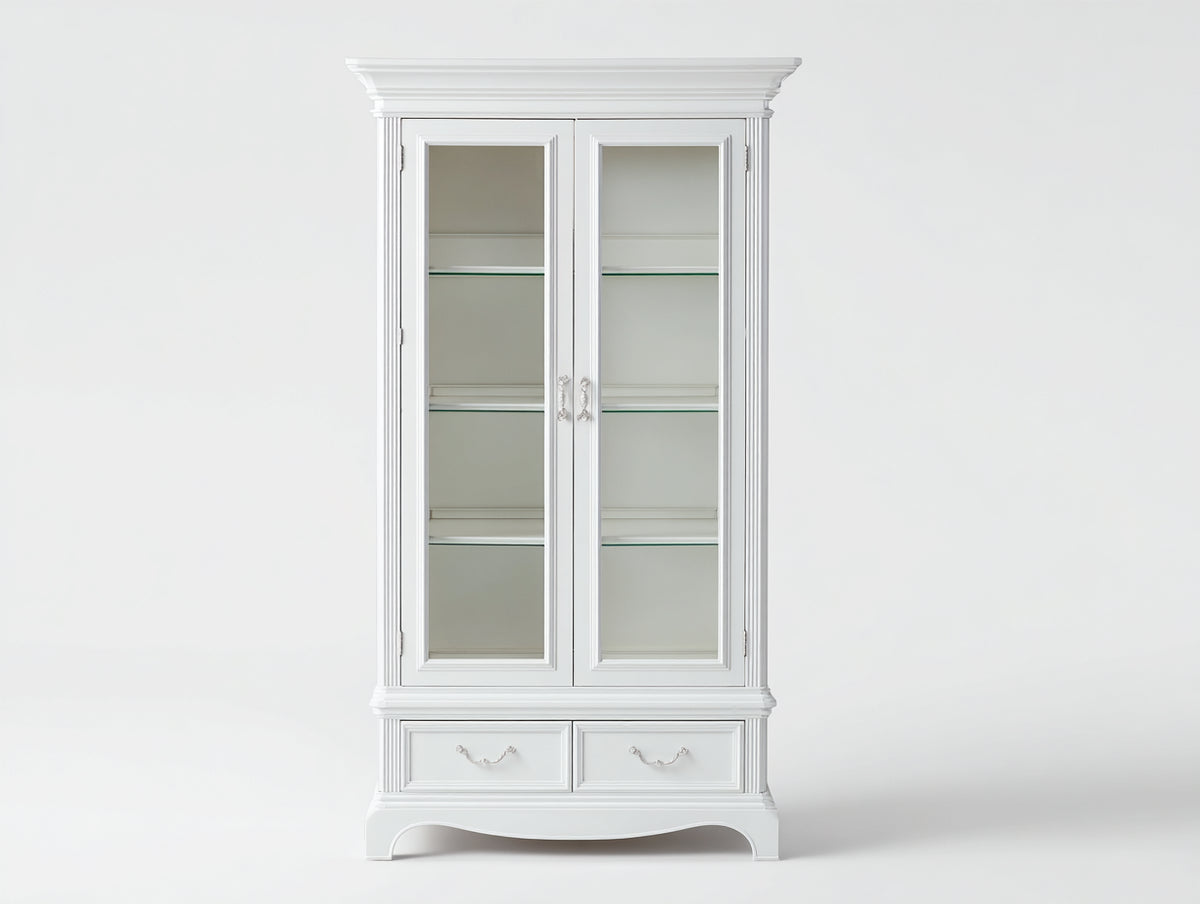 Vitrine - bois - verre - 97x41x193 cm - blanc - style classique