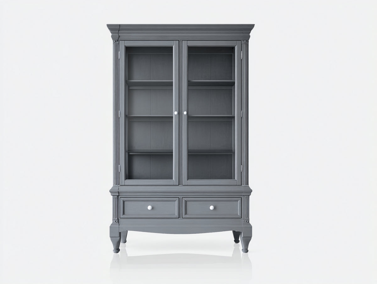 Vitrine - bois - verre - 101x43x189 cm - gris - style classique