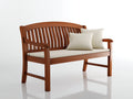 Banc de jardin - Bois-Textile - 145 x 62 x 93 cm - Brun-Beige - Style classique à dossier cintré