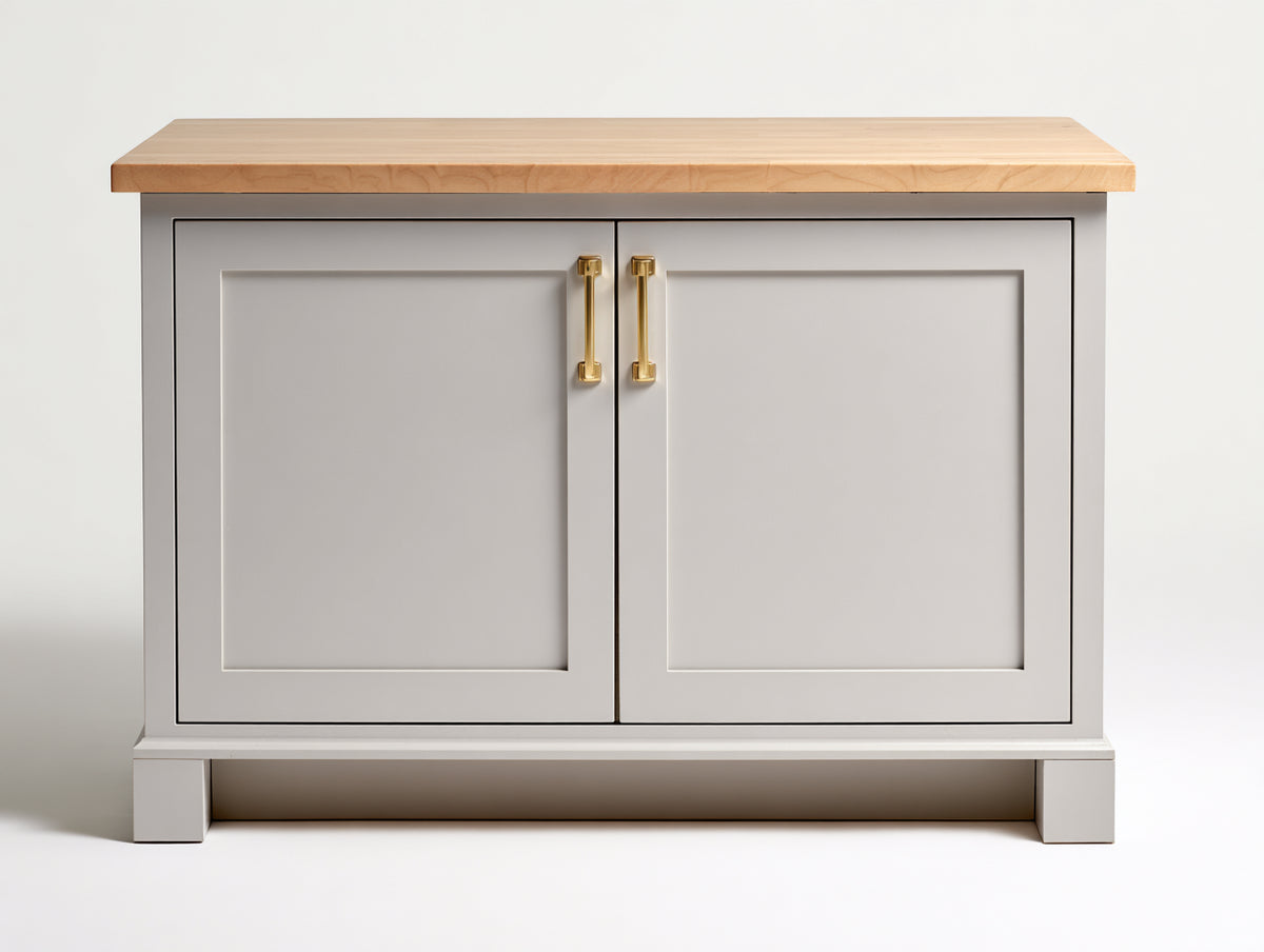 Buffet - bois-métal - 112x44x84 cm - blanc-bois - style classique contemporain