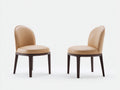Chaise de salle à manger - similicuir-bois - 52x58x86 cm - beige-bois foncé - design moderne