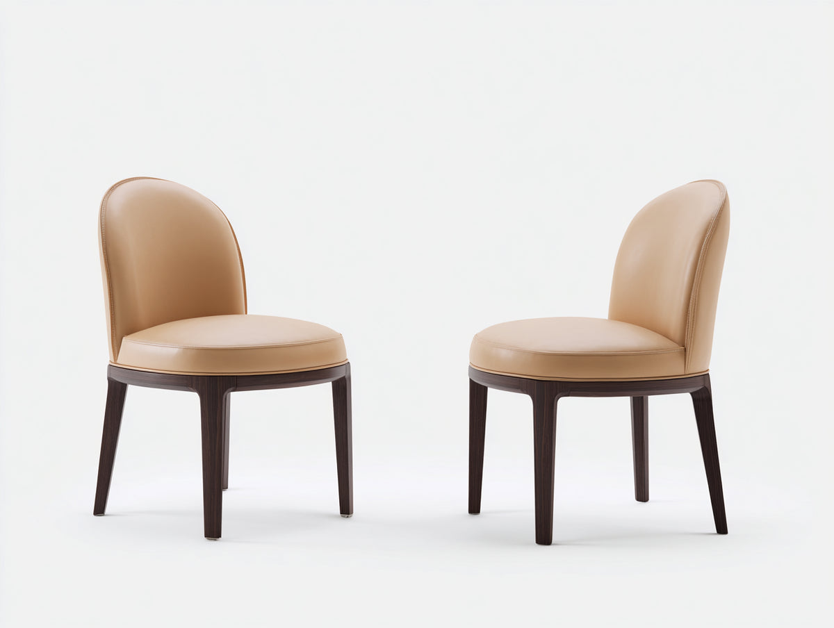 Chaise de salle à manger - similicuir-bois - 52x58x86 cm - beige-bois foncé - design moderne
