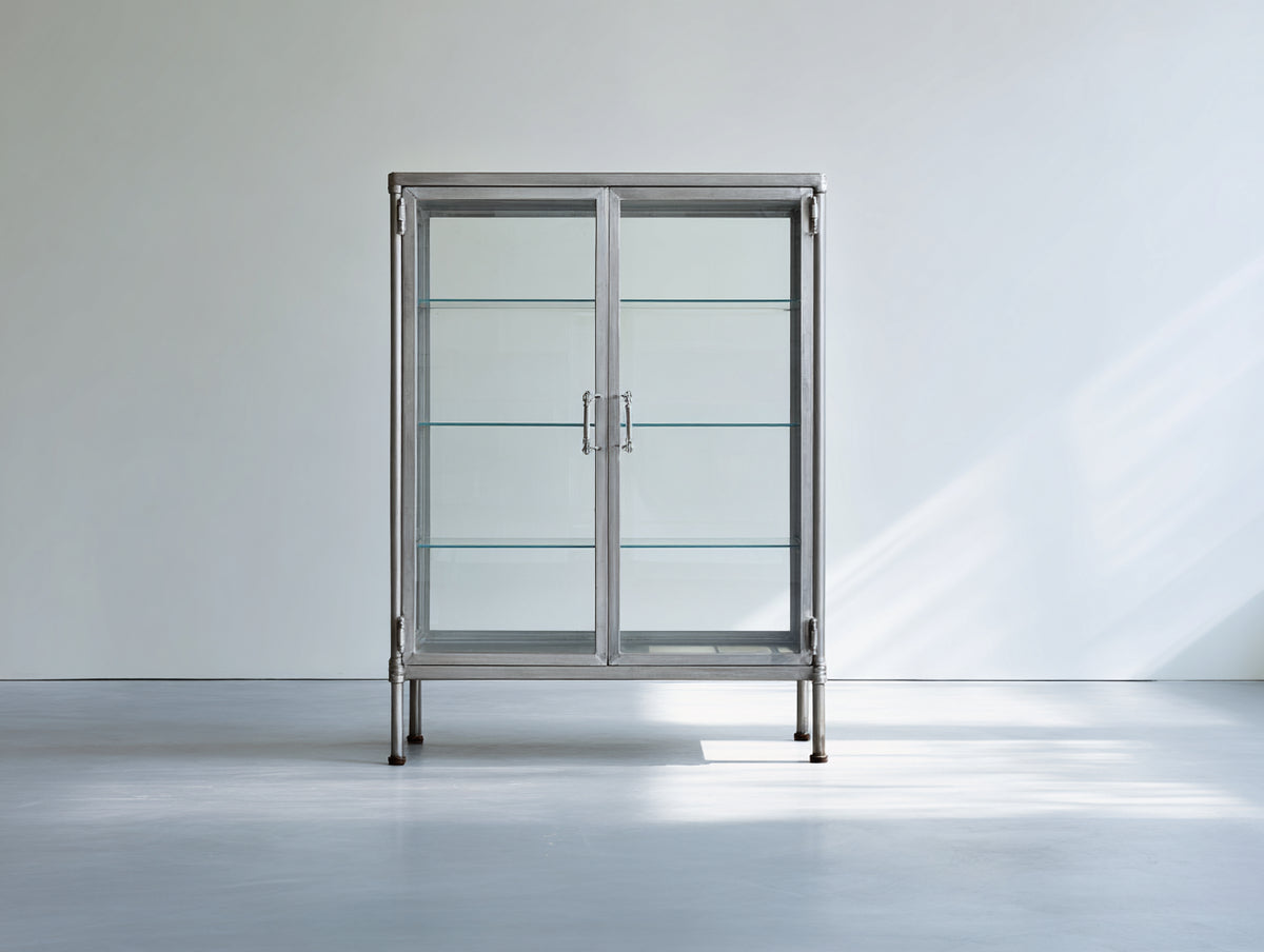 Vitrine - métal - verre - 90x38x170 cm - gris argenté - style industriel