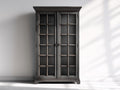 Vitrine - bois - verre - 98x41x188 cm - gris foncé - style classique