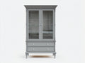Vitrine - bois - verre - 100x42x190 cm - gris clair - style classique