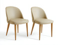 Chaise de salle à manger - similicuir-bois - 51x56x84 cm - beige-bois clair - design moderne