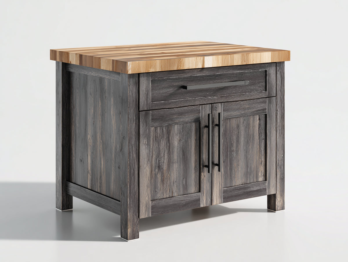 Buffet - bois-métal - 102x46x90 cm - gris foncé-bois - style rustique industriel