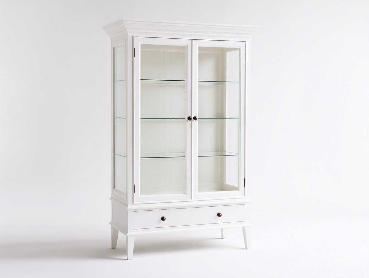 Vitrine - bois - verre - 96x41x185 cm - blanc - style classique épuré