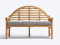 Banc de jardin - Bois-Textile - 150 x 60 x 105 cm - Bois naturel-Gris clair - Style classique à dossier arqué
