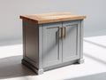 Buffet - bois-métal - 100x48x88 cm - gris clair-bois - style transitionnel