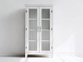 Vitrine - bois - verre - 93x39x184 cm - blanc - style rustique