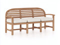 Banc de jardin - bois - tissu - 180x67x87 cm - bois clair-blanc cassé - style naturel à dossier ajouré