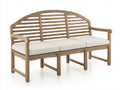 Banc de jardin - bois - tissu - 185x70x92 cm - bois clair-blanc cassé - style naturel à dossier arqué