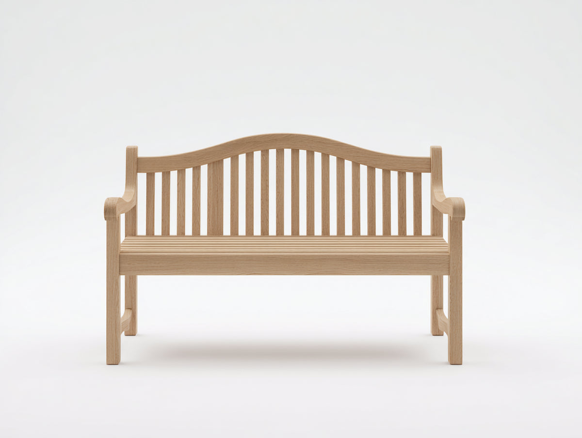 Banc de jardin - Bois - 130 x 56 x 88 cm - Bois naturel - Style classique à dossier ondulé