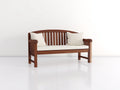 Banc de jardin - Bois-Textile - 145 x 62 x 93 cm - Brun-Beige - Style classique à dossier cintré