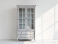 Vitrine - bois - verre - 96x42x185 cm - gris clair - style classique