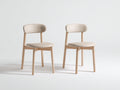 Chaise de salle à manger - similicuir-bois - 48x53x82 cm - blanc cassé-bois clair - design minimaliste