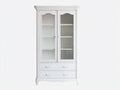 Vitrine - bois - verre - 98x42x192 cm - blanc - style classique romantique