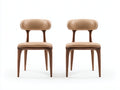 Chaise de salle à manger - similicuir-bois - 49x54x81 cm - beige-brun - design contemporain