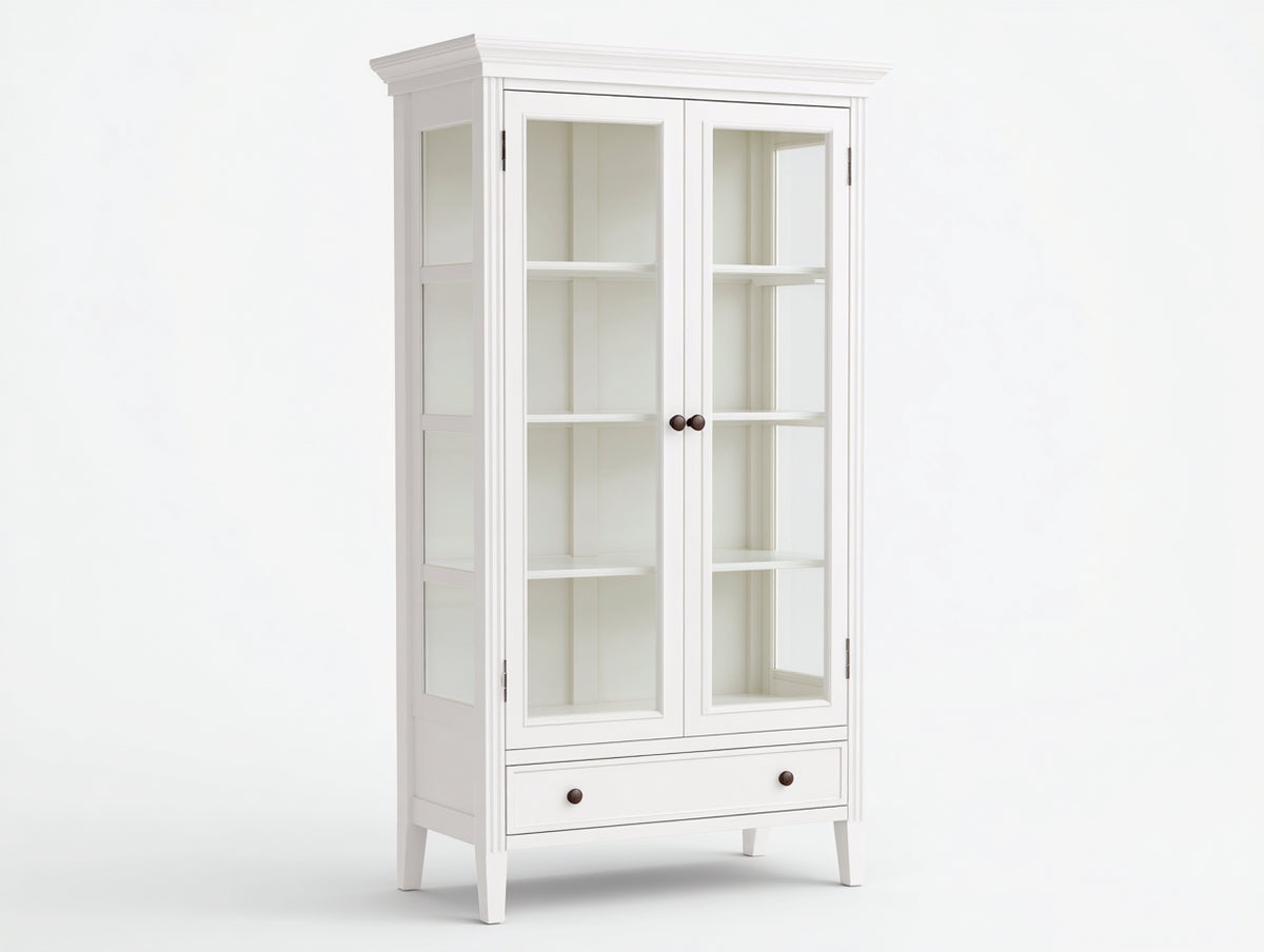 Vitrine - bois - verre - 95x40x186 cm - blanc - style classique